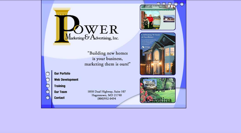 Power Marketing’s website in 2001