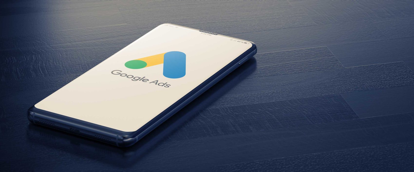 Mobile phone with a Google Ads logo on the back