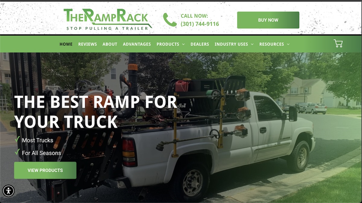 Ramp Rack (Landscaping Logistics) website screenshot