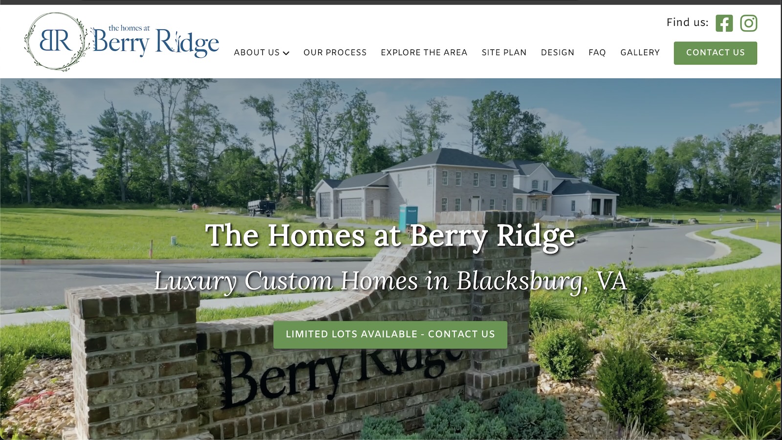 Homes at Berry Ridge website screenshot
